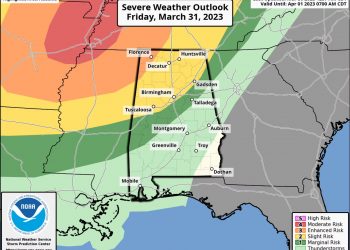 금요일 밤부터 앨라배마에 토네이도 등 악천후 예상돼