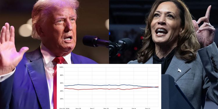 ‘트럼프 52% vs 해리스 48%’…예측모델 DDHQ “첫 추월”