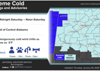 체감온도 ‘영하권’ 직행…앨라배마, 이번 주말 북극 한파 덮친다