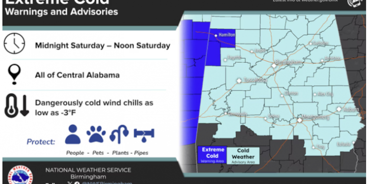 체감온도 ‘영하권’ 직행…앨라배마, 이번 주말 북극 한파 덮친다