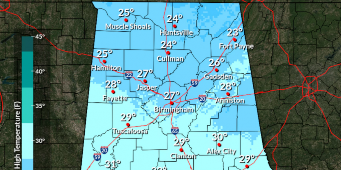 이번 주말 또 ‘혹한 폭탄’…앨라배마, 낮에도 영하권 머문다