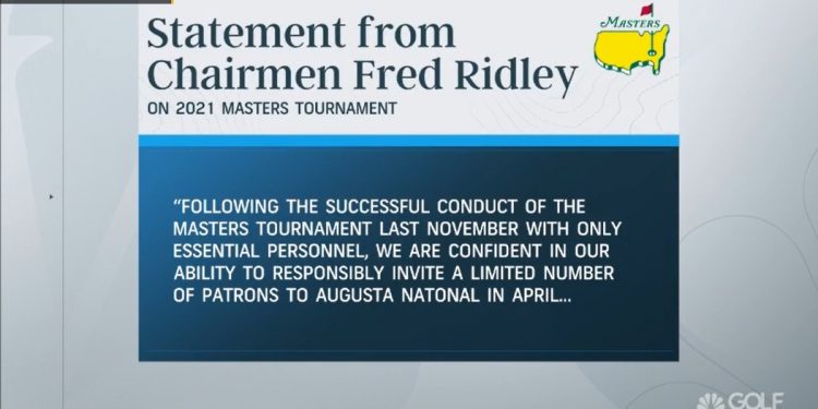 ‘명인 열전’ 마스터스, 2021년 관중 일부 입장 허용