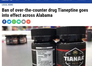앨라배마, 우울증 치료 티아넵틴 시판 중단
