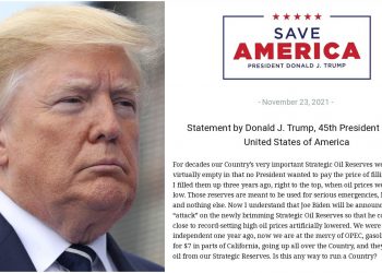 트럼프, 바이든의 비축유 5천만 배럴 해제 명령 비난