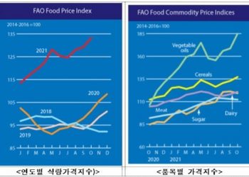 10월 세계식량가격지수 전월비 3.0%↑…곡물·유지류 상승률 높아