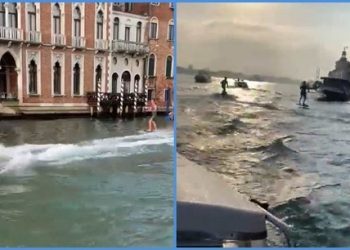 이탈리아 베네치아 운하 서핑한 ‘황당’ 관광객들…벌금 200만원