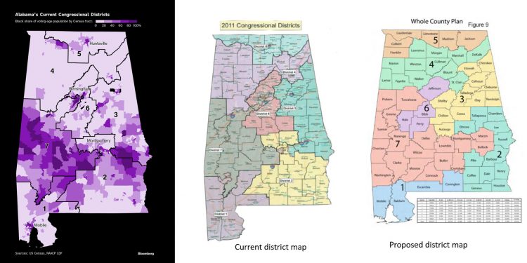 앨라배마에 흑인 민주당 선거구가 몇 개 될까?