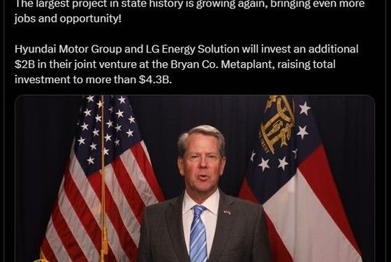 현대차·LG엔솔, 조지아주 배터리 공장에 2.6조원 추가 투자