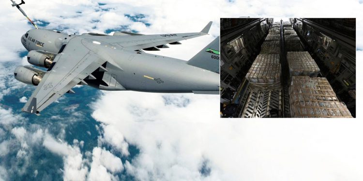 美, 가자 지원 위해 첫 군용기 파견…식량·의약품 싣고 이집트로