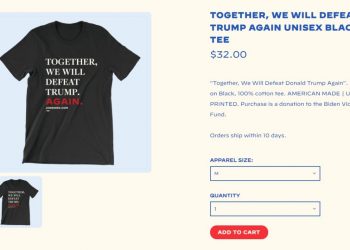 “함께라면 트럼프 또 물리칠 겁니다” 바이든 캠프, 셔츠 판매 개시