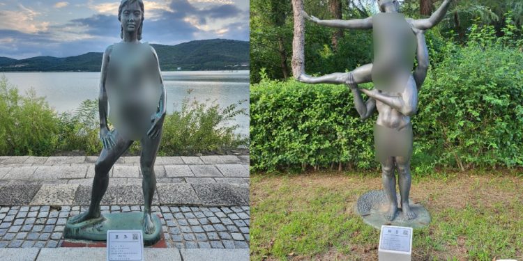 ‘산책로인데 낯뜨겁네’…경주 보문단지 나체 조각상 결국 철거
