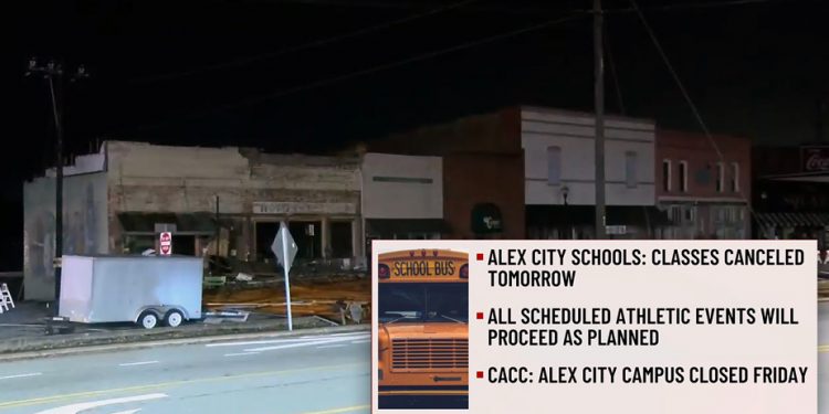 알렉산더 시 폭풍 피해로 학교들 오늘 문닫