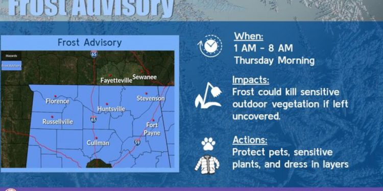 “얼마나 춥길래” 오늘 밤 앨라배마 일부 지역에 서리 주의보 발령