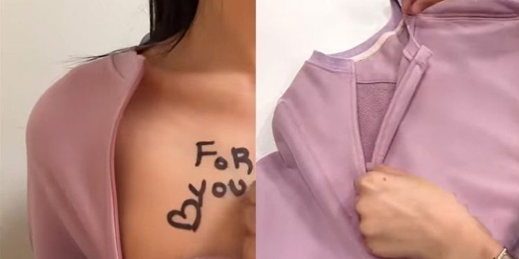 지퍼 열면 쇄골 노출 ‘For You♡’…”이상한 옷인가?” 특수제작한 이유에 ‘반전’