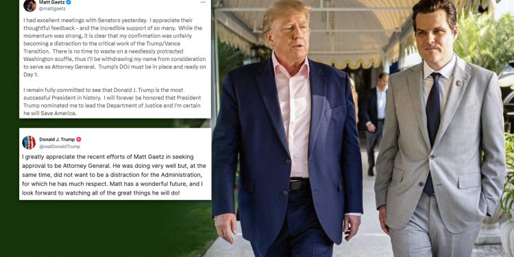 ‘성 매수 의혹’ 트럼프 법무부 장관 지명자 게이츠 전격 사퇴