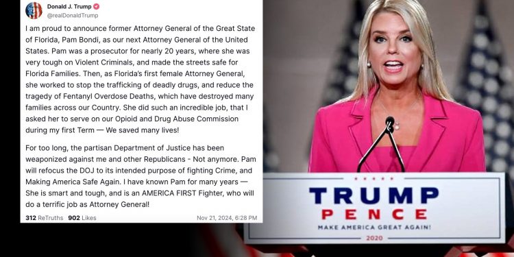 트럼프, ‘게이츠 사퇴’ 법무장관에 팸 본디 지명…탄핵재판 변호인