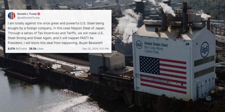 트럼프, 일본제철 US스틸 인수 재차 반대…”구매자, 조심해!”