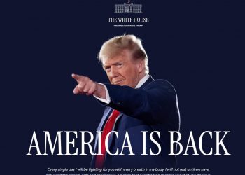 백악관 홈피 대문짝만한 ‘트럼프 얼굴’…사진 밑엔 “미국이 돌아왔다”