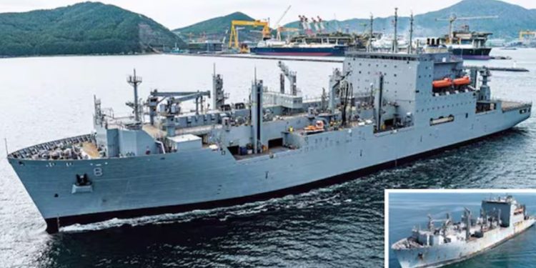 K조선이 美군함 재탄생… 美보급함 국내서 첫 보수·정비 6개월간의 작업 마치고 출항