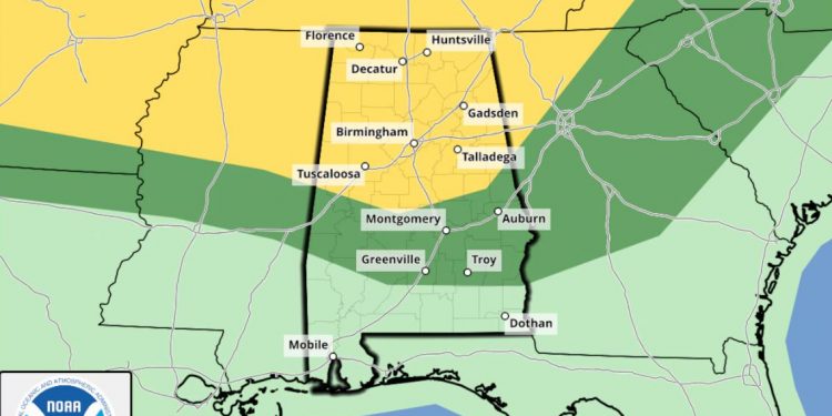 앨라배마, 이번 주말 시작으로 강한 폭풍 및 토네이도 예보