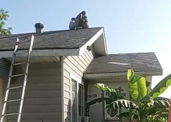 두 자녀 데리고 지붕위서 7시간 시위