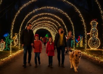 헌츠빌 식물원, 연말 맞아 ‘드라이브-스루 라이트쇼’ 개막…가족 단위 방문객 몰려