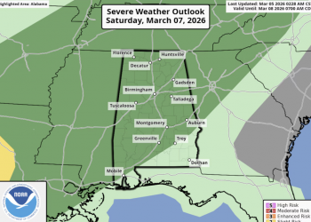 앨라배마 주말 강한 폭풍 가능성…최대 시속 60마일 강풍 예상