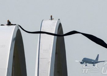 “트럼프 끌어내려야”…美 남성, 51m 다리 위 고공 시위 닷새째
